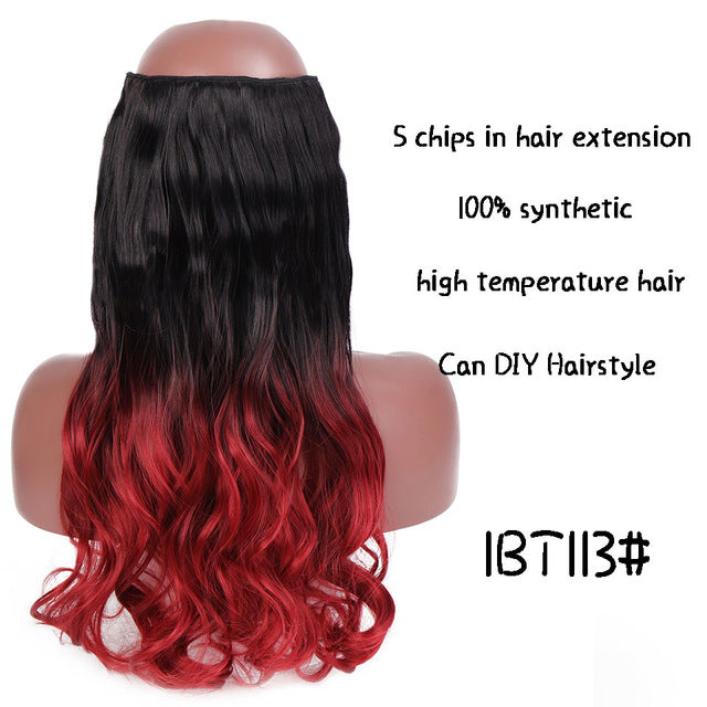 SHANGKE Hair 24'' Long Straight Women Clip in Hair Extensions Black Brown High Tempreture Synthetic Hair Piece