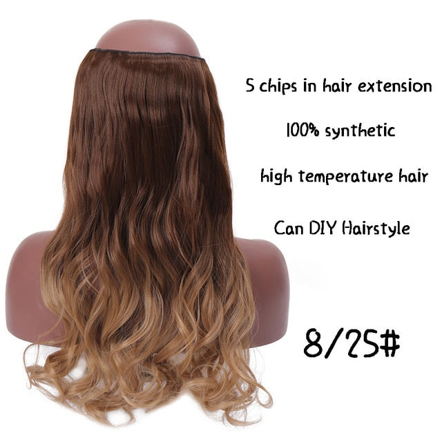 SHANGKE Hair 24'' Long Straight Women Clip in Hair Extensions Black Brown High Tempreture Synthetic Hair Piece