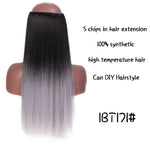 SHANGKE Hair 24'' Long Straight Women Clip in Hair Extensions Black Brown High Tempreture Synthetic Hair Piece