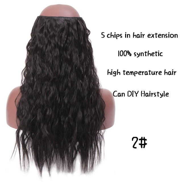 SHANGKE Hair 24'' Long Straight Women Clip in Hair Extensions Black Brown High Tempreture Synthetic Hair Piece