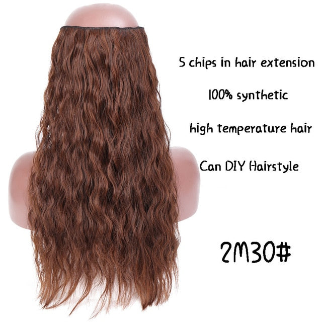 SHANGKE Hair 24'' Long Straight Women Clip in Hair Extensions Black Brown High Tempreture Synthetic Hair Piece