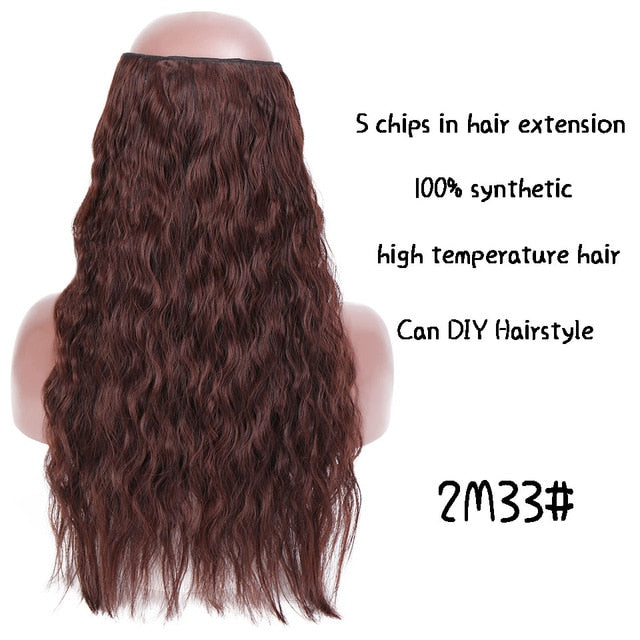 SHANGKE Hair 24'' Long Straight Women Clip in Hair Extensions Black Brown High Tempreture Synthetic Hair Piece