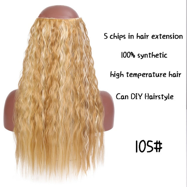 SHANGKE Hair 24'' Long Straight Women Clip in Hair Extensions Black Brown High Tempreture Synthetic Hair Piece