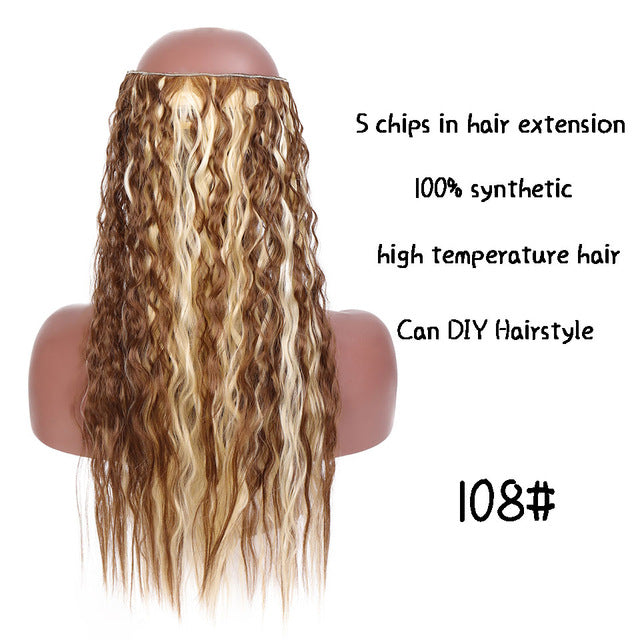 SHANGKE Hair 24'' Long Straight Women Clip in Hair Extensions Black Brown High Tempreture Synthetic Hair Piece