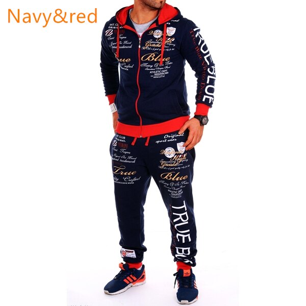 ZOGAA Men Sporting Suit Track Sets Hoodies+Pant Sweatsuit 2 Piece Clothing Set Sport Wear Hoodies Men Tracksuit Set Male