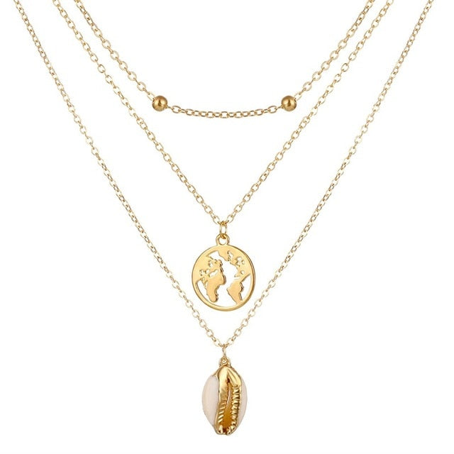 VKME 2017 Women's Fashion Jewelry Colar 1pc European Simple Gold Silver Plated Multi Layers Bar Coin Necklace Clavicle Chains