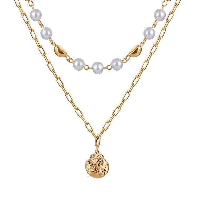 VKME 2017 Women's Fashion Jewelry Colar 1pc European Simple Gold Silver Plated Multi Layers Bar Coin Necklace Clavicle Chains