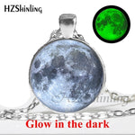 New Arrival Glowing Jewelry Full Moon Necklace Handmade Glass Dome Lunar Eclipse Necklace Glow in the dark Pendant Jewelry