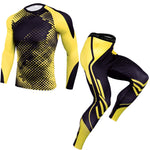 New 2Pcs/Set Men's Tracksuit, Cycling Suit Gym Fitness Compression Clothes Running  Sport Wear Exercise Workout Tights