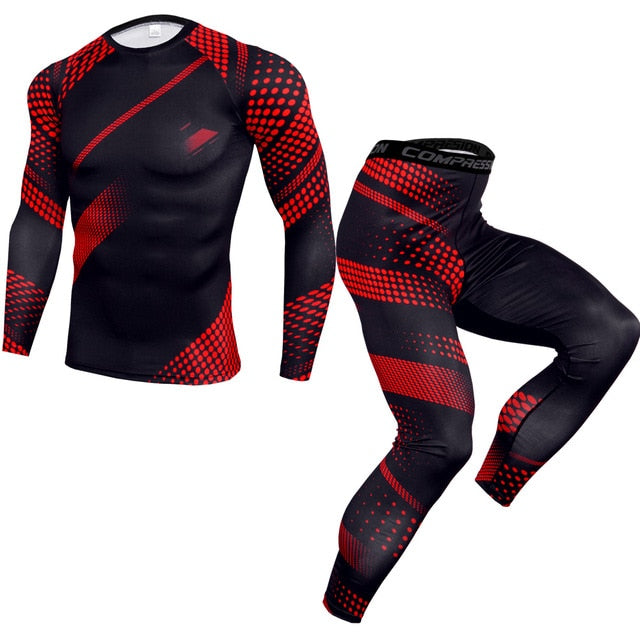 New 2Pcs/Set Men's Tracksuit, Cycling Suit Gym Fitness Compression Clothes Running  Sport Wear Exercise Workout Tights