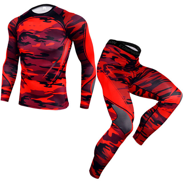 New 2Pcs/Set Men's Tracksuit, Cycling Suit Gym Fitness Compression Clothes Running  Sport Wear Exercise Workout Tights