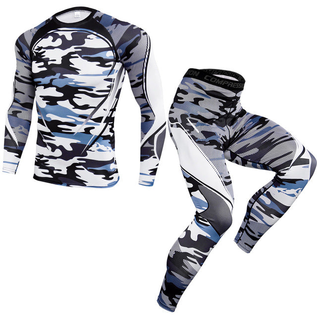 New 2Pcs/Set Men's Tracksuit, Cycling Suit Gym Fitness Compression Clothes Running  Sport Wear Exercise Workout Tights