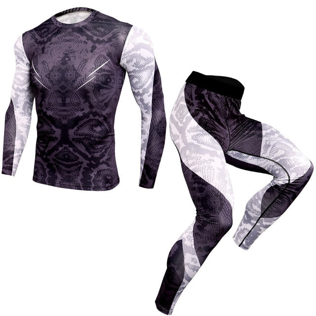 New 2Pcs/Set Men's Tracksuit, Cycling Suit Gym Fitness Compression Clothes Running  Sport Wear Exercise Workout Tights