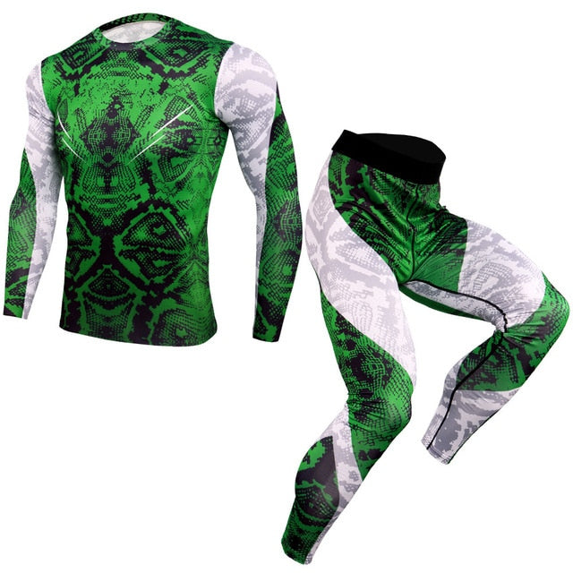 New 2Pcs/Set Men's Tracksuit, Cycling Suit Gym Fitness Compression Clothes Running  Sport Wear Exercise Workout Tights