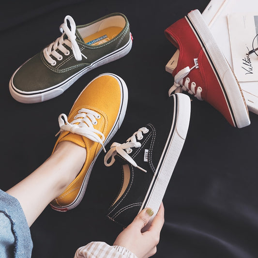 Canvas Flats Shoes Women 2020 New Spring Summer Teenagers Skateboard Shoes Candy Color Street Sneaker Footware zapatos de mujer