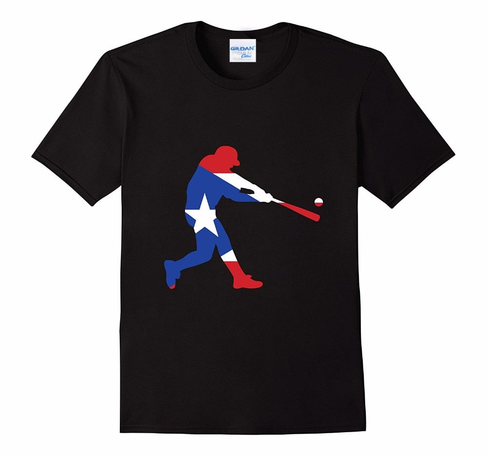 Fashion Men's Cotton T-Shirt Men's Puerto Rico Baseball T-Shirt Classic T-Shirt Design Your Own Tee Shirt