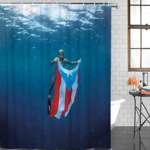 Puerto Rico Flag Ocean Swimming Diver New Waterproof Shower Curtain with Hook for Home Decoration Bathroom Supplies