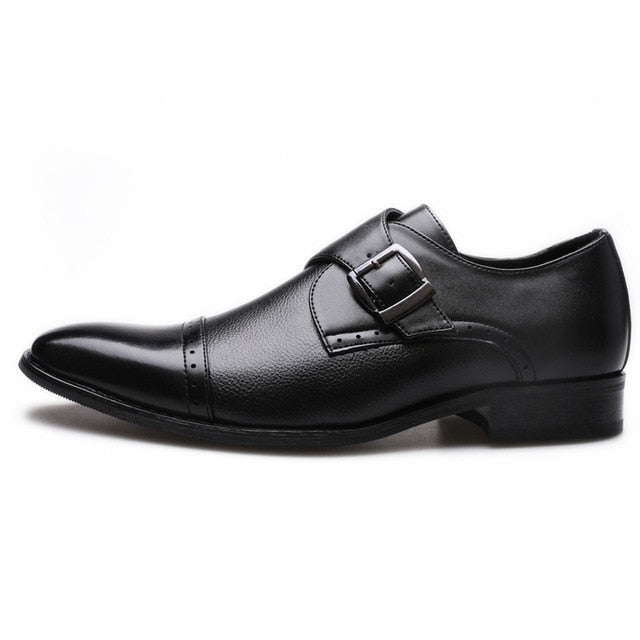 Merkmak Business Formal Leather Shoe Pointed Toe Dress Shoes Fashion Buckle Office Footwear Big Size Male Party Wedding Footwear