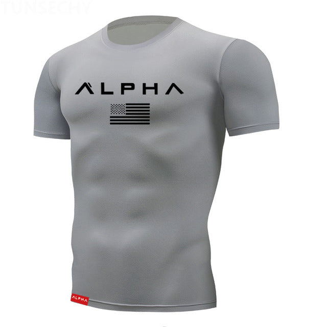 Tight t shirt Mens Short Sleeve Running Shirts Quick Dry Compression  tshirt Fitness Tights Sport Shirt Men Gym Sports Wear