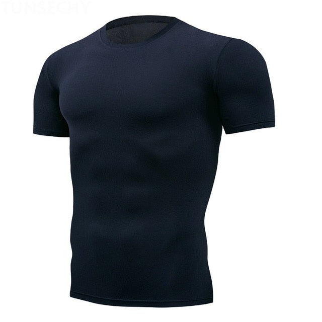 Tight t shirt Mens Short Sleeve Running Shirts Quick Dry Compression  tshirt Fitness Tights Sport Shirt Men Gym Sports Wear