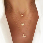 Collar bohemio de múltiples capas para mujeres Vintage retrato de moneda estrella Luna colgante collar geométrico collar