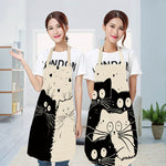 Kitty Cooking Apron Delantal de cocina con estampado de gato de dibujos animados bonito delantal impermeable de lino de algodón fácil de limpiar herramientas para el hogar 12 estilos para elegir