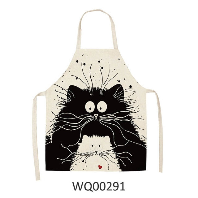 Kitty Cooking Apron Delantal de cocina con estampado de gato de dibujos animados bonito delantal impermeable de lino de algodón fácil de limpiar herramientas para el hogar 12 estilos para elegir