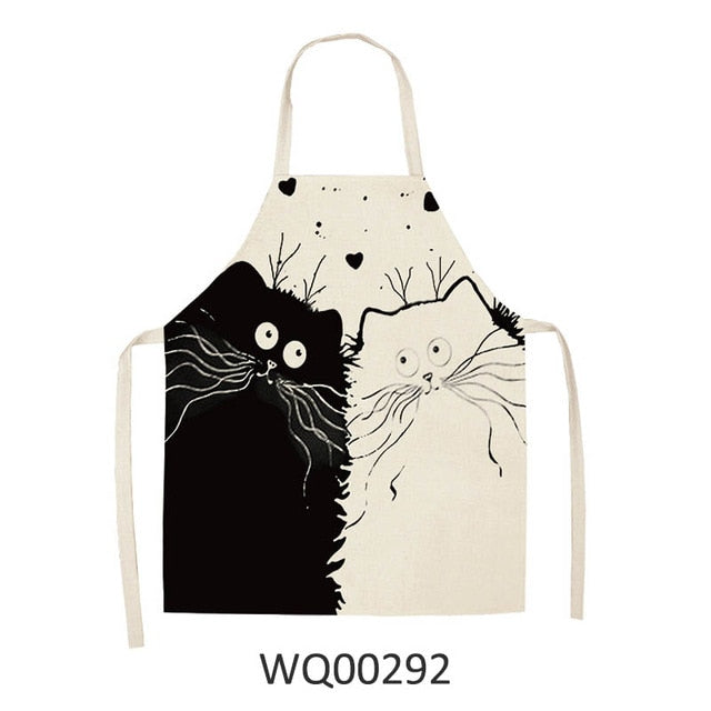 Kitty Cooking Apron Delantal de cocina con estampado de gato de dibujos animados bonito delantal impermeable de lino de algodón fácil de limpiar herramientas para el hogar 12 estilos para elegir