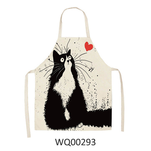 Kitty Cooking Apron Delantal de cocina con estampado de gato de dibujos animados bonito delantal impermeable de lino de algodón fácil de limpiar herramientas para el hogar 12 estilos para elegir