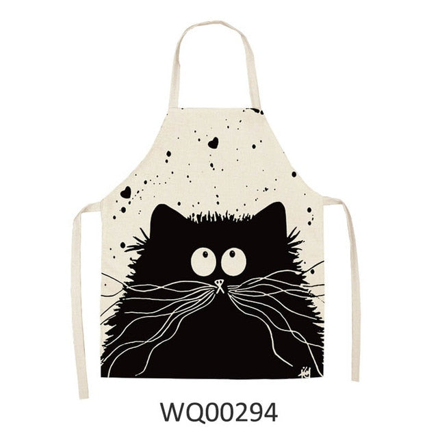 Kitty Cooking Apron Delantal de cocina con estampado de gato de dibujos animados bonito delantal impermeable de lino de algodón fácil de limpiar herramientas para el hogar 12 estilos para elegir