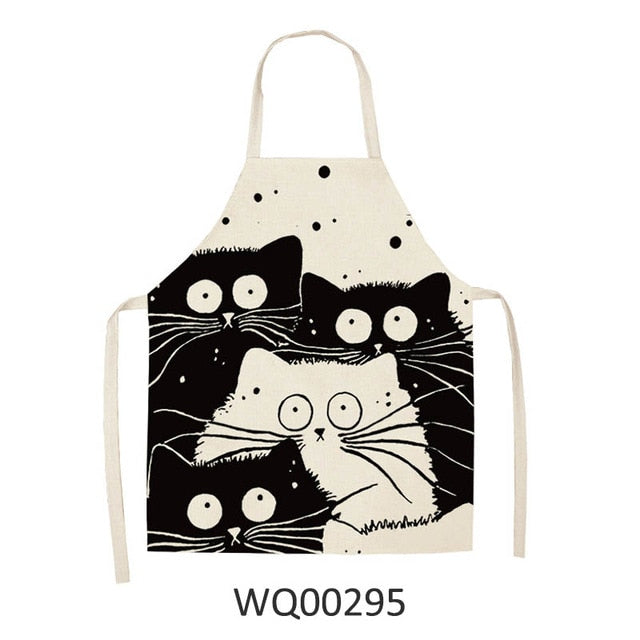 Kitty Cooking Apron Delantal de cocina con estampado de gato de dibujos animados bonito delantal impermeable de lino de algodón fácil de limpiar herramientas para el hogar 12 estilos para elegir
