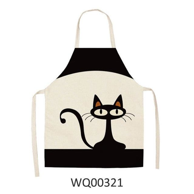 Kitty Cooking Apron Delantal de cocina con estampado de gato de dibujos animados bonito delantal impermeable de lino de algodón fácil de limpiar herramientas para el hogar 12 estilos para elegir