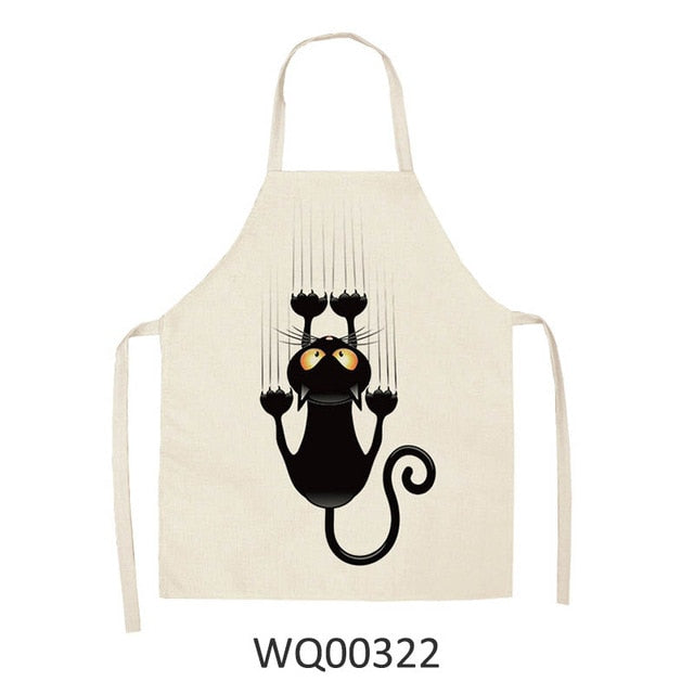 Kitty Cooking Apron Delantal de cocina con estampado de gato de dibujos animados bonito delantal impermeable de lino de algodón fácil de limpiar herramientas para el hogar 12 estilos para elegir
