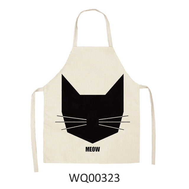 Kitty Cooking Apron Delantal de cocina con estampado de gato de dibujos animados bonito delantal impermeable de lino de algodón fácil de limpiar herramientas para el hogar 12 estilos para elegir