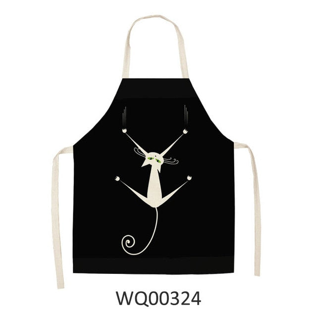 Kitty Cooking Apron Delantal de cocina con estampado de gato de dibujos animados bonito delantal impermeable de lino de algodón fácil de limpiar herramientas para el hogar 12 estilos para elegir
