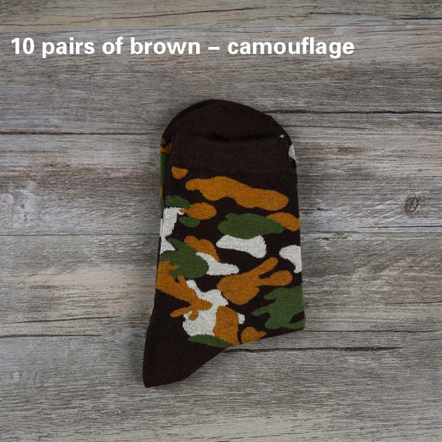 10 Pairs Camouflage Socks Men Cotton  Outdoor sport hiking socks Army Green