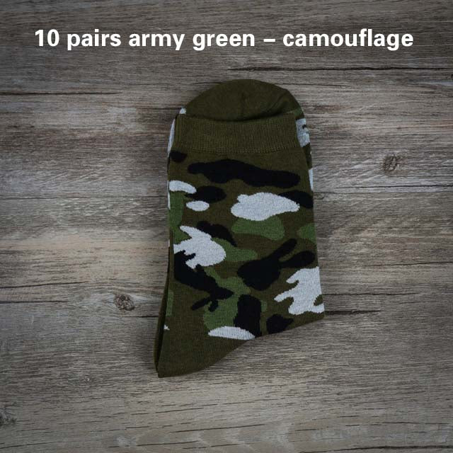 10 Pairs Camouflage Socks Men Cotton  Outdoor sport hiking socks Army Green