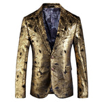 PYJTRL Luxurious Men Shiny Gold Jacket Two Buttons Slim Fit Blazer Costume Homme Stage Singers Suit Jacket