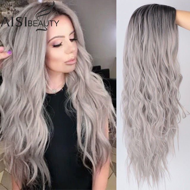 Platinum/Blonde/Black Wigs Heat Resistant Part Side Synthetic Wavy Wigs for Women