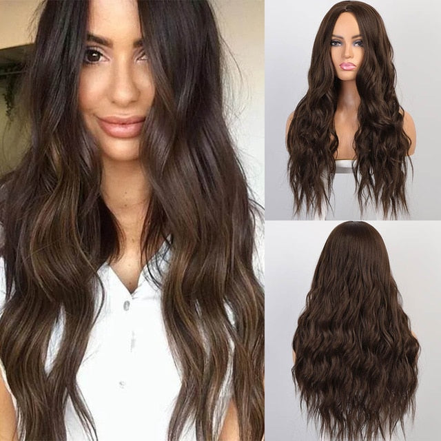 Platinum/Blonde/Black Wigs Heat Resistant Part Side Synthetic Wavy Wigs for Women