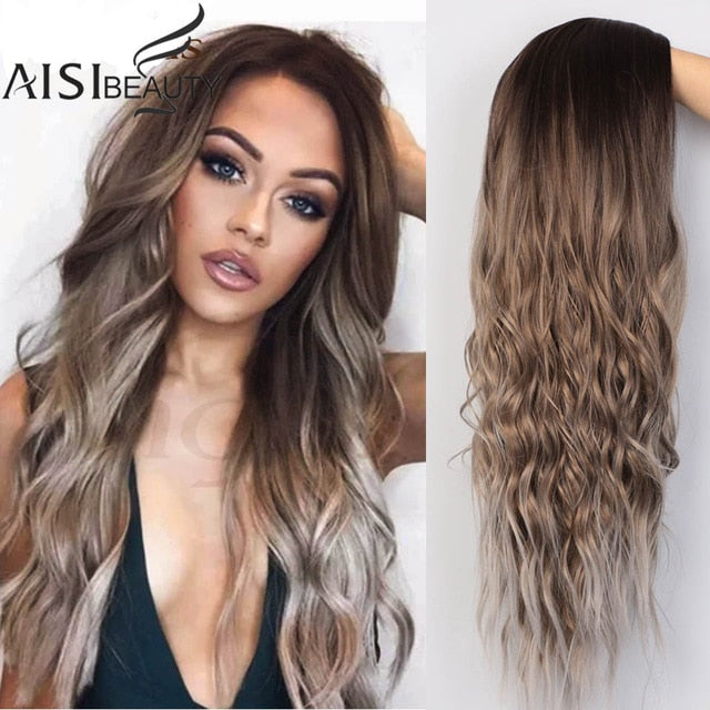 Platinum/Blonde/Black Wigs Heat Resistant Part Side Synthetic Wavy Wigs for Women