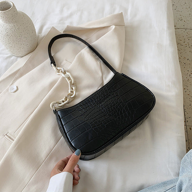 Small PU Leather Crocodile Pattern Shoulder Bags For Women 2020 Elegant  Handbags Female Chain Design Totes Lady  Hand Bag
