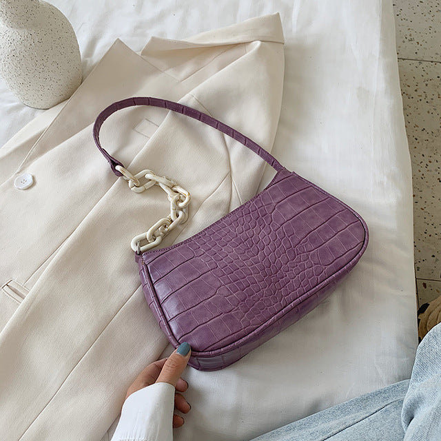 Small PU Leather Crocodile Pattern Shoulder Bags For Women 2020 Elegant  Handbags Female Chain Design Totes Lady  Hand Bag