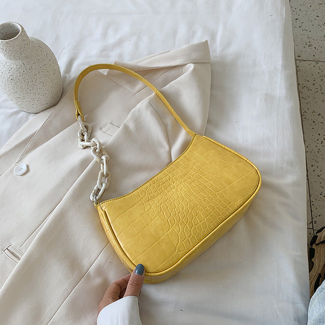 Small PU Leather Crocodile Pattern Shoulder Bags For Women 2020 Elegant  Handbags Female Chain Design Totes Lady  Hand Bag