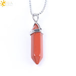 Real Raw Gem Pink Purple Crystal Hexagonal Bullet Reiki Point Chakra Natural Stone Pendant 2021 Necklace Women Jewelry