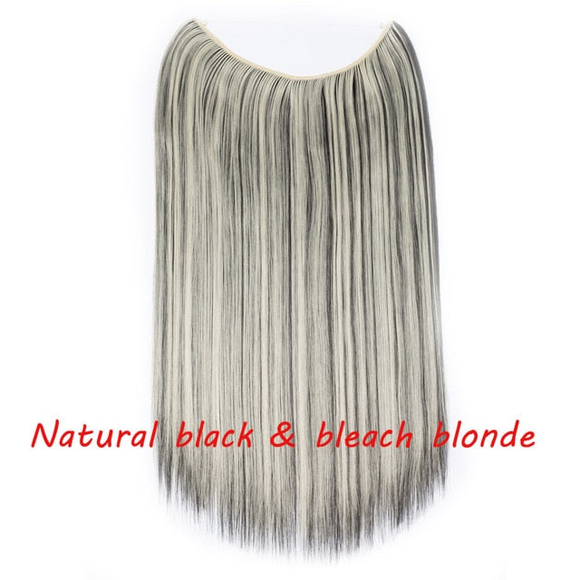 20 inch invisible wire no clip a part of halo hair extension flip in fake hair hairpieces synthetic hair for woman