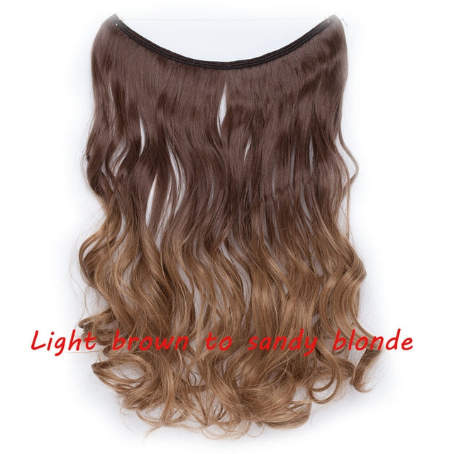 20 inch invisible wire no clip a part of halo hair extension flip in fake hair hairpieces synthetic hair for woman