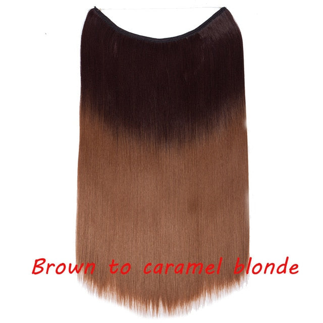 20 inch invisible wire no clip a part of halo hair extension flip in fake hair hairpieces synthetic hair for woman