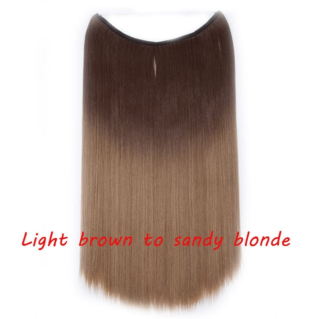 20 inch invisible wire no clip a part of halo hair extension flip in fake hair hairpieces synthetic hair for woman