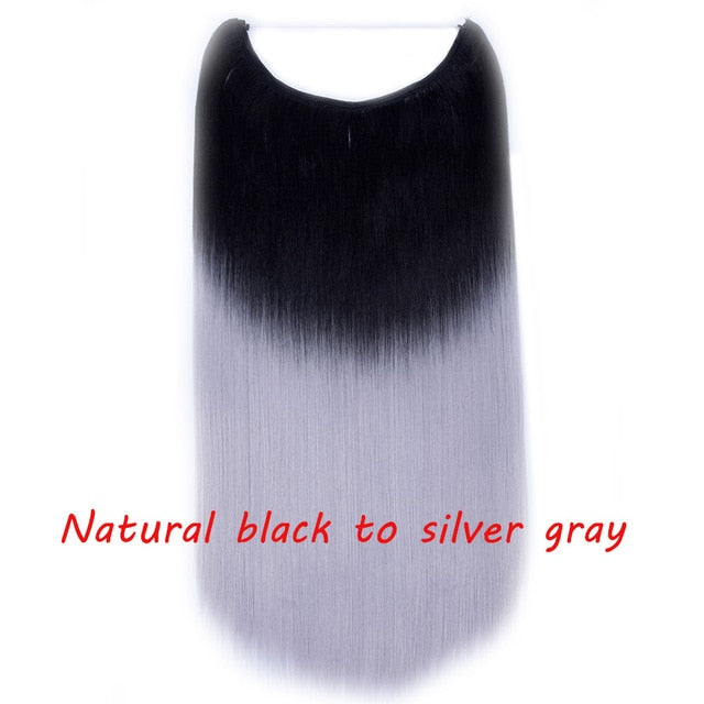 20 inch invisible wire no clip a part of halo hair extension flip in fake hair hairpieces synthetic hair for woman